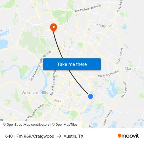 6401 Fm 969/Craigwood to Austin, TX map