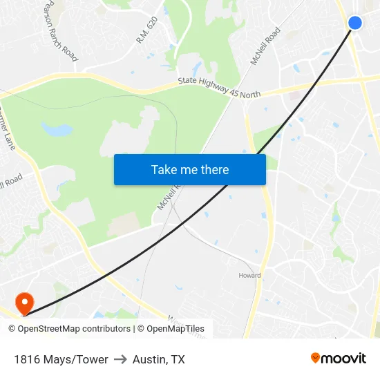 1816 Mays/Tower to Austin, TX map