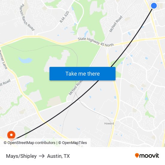Mays/Shipley to Austin, TX map