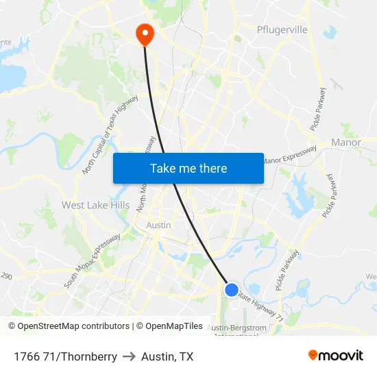1766 71/Thornberry to Austin, TX map