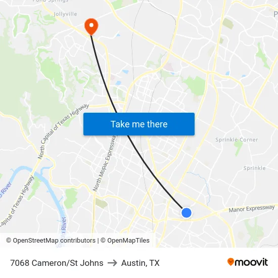 7068 Cameron/St Johns to Austin, TX map
