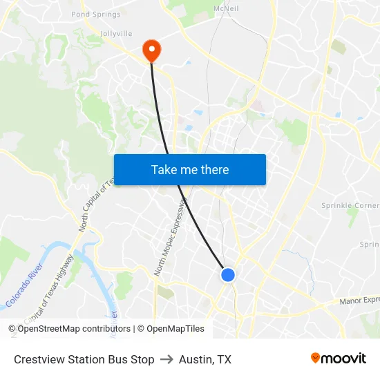 Crestview Station Bus Stop to Austin, TX map