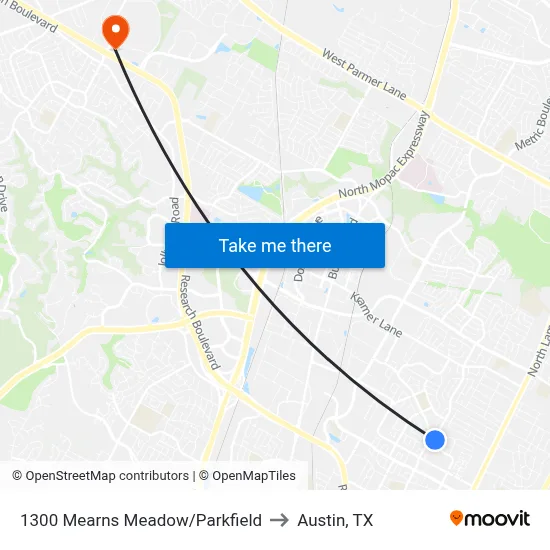 1300 Mearns Meadow/Parkfield to Austin, TX map