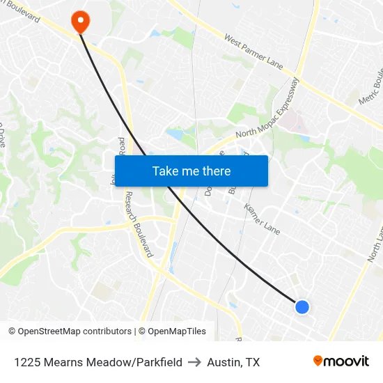 1225 Mearns Meadow/Parkfield to Austin, TX map