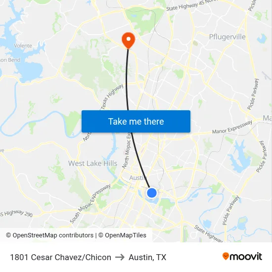 1801 Cesar Chavez/Chicon to Austin, TX map