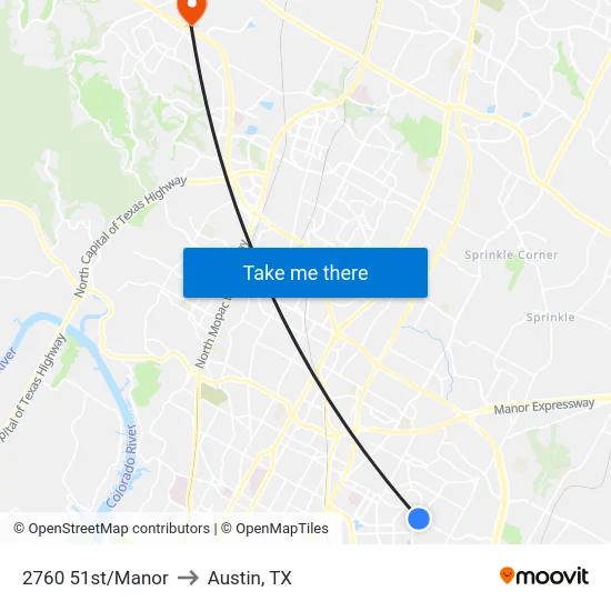 2760 51st/Manor to Austin, TX map