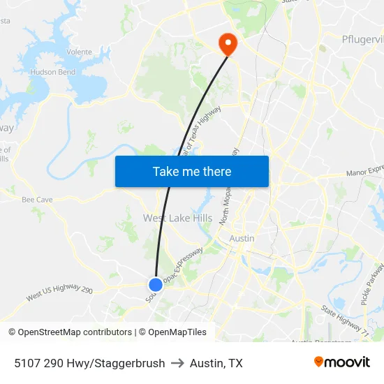 5107 290 Hwy/Staggerbrush to Austin, TX map