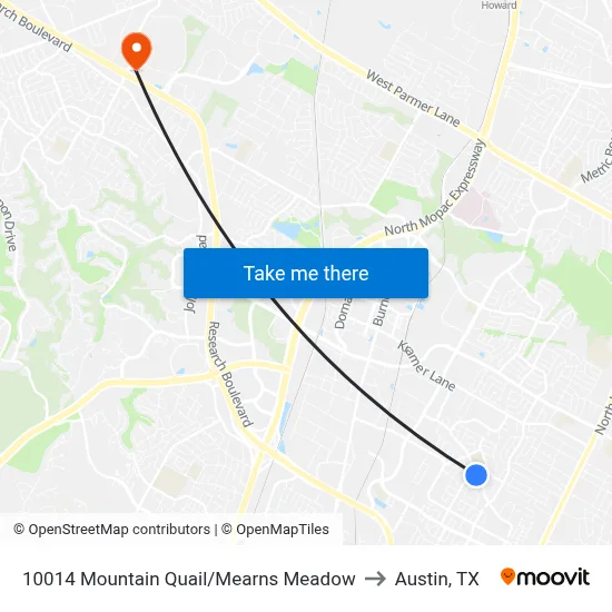 10014 Mountain Quail/Mearns Meadow to Austin, TX map