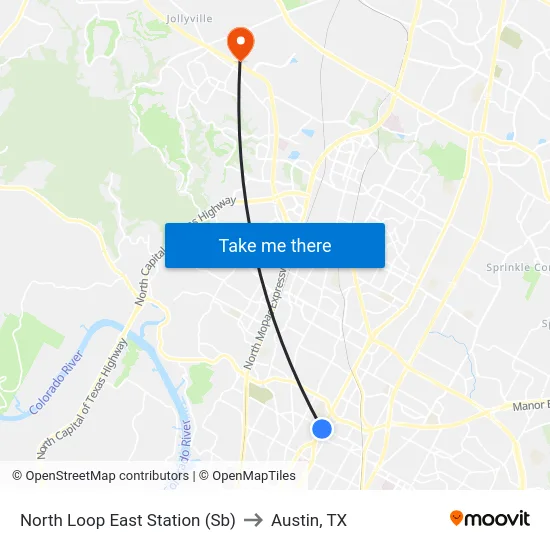 North Loop East Station (Sb) to Austin, TX map