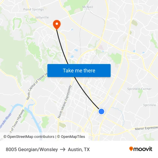 8005 Georgian/Wonsley to Austin, TX map