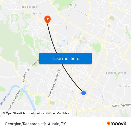 Georgian/Research to Austin, TX map