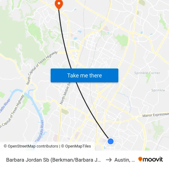 Barbara Jordan Sb (Berkman/Barbara Jordan) to Austin, TX map