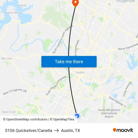 5106 Quicksilver/Canella to Austin, TX map