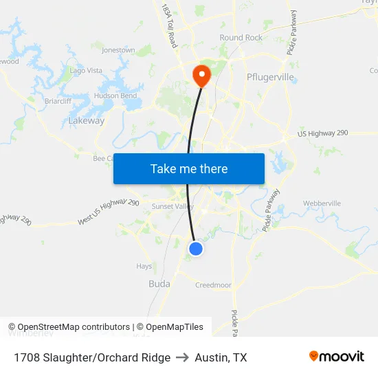 1708 Slaughter/Orchard Ridge to Austin, TX map