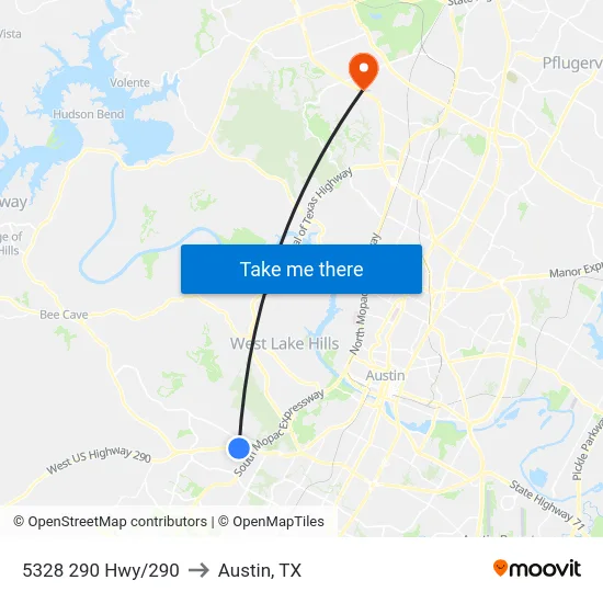 5328 290 Hwy/290 to Austin, TX map