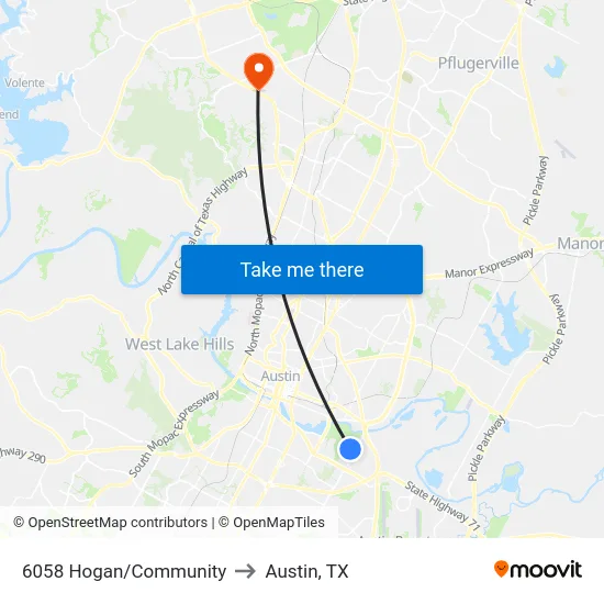 6058 Hogan/Community to Austin, TX map