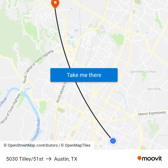 5030 Tilley/51st to Austin, TX map