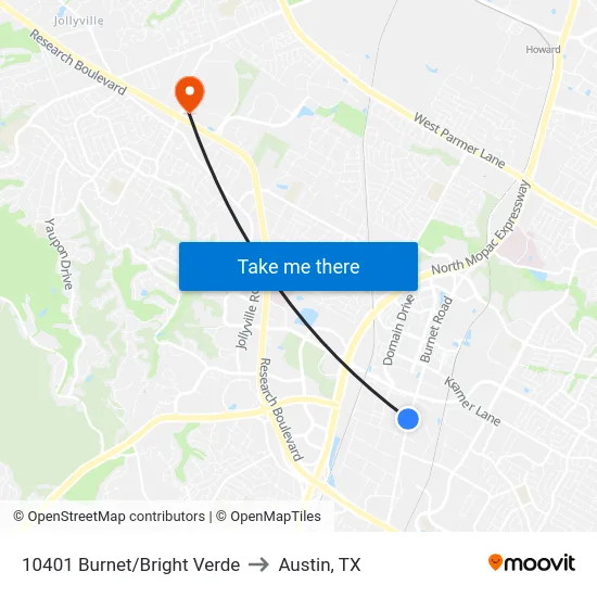 10401 Burnet/Bright Verde to Austin, TX map