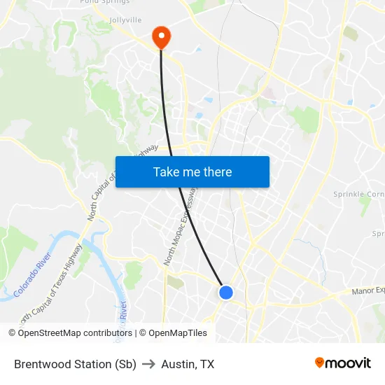 Brentwood Station (Sb) to Austin, TX map