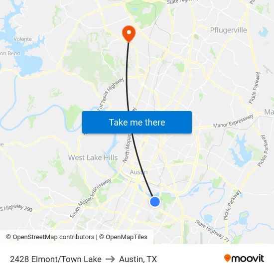 2428 Elmont/Town Lake to Austin, TX map