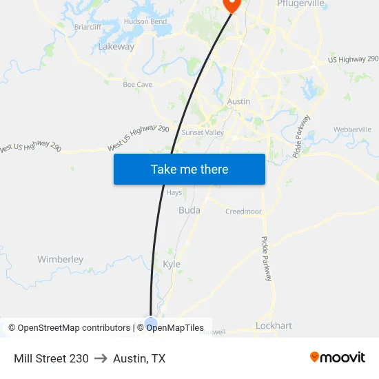 Mill Street 230 to Austin, TX map