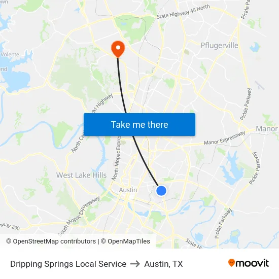 Dripping Springs  Local Service to Austin, TX map
