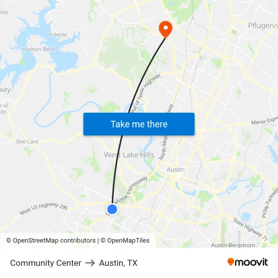 Community  Center to Austin, TX map