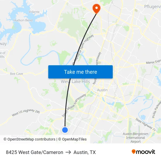 8425 West Gate/Cameron to Austin, TX map