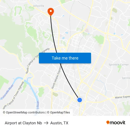 Airport at Clayton Nb to Austin, TX map