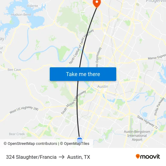 324 Slaughter/Francia to Austin, TX map