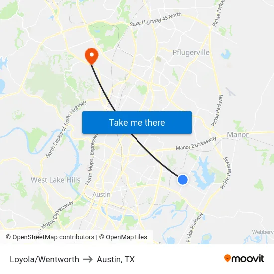 Loyola/Wentworth to Austin, TX map