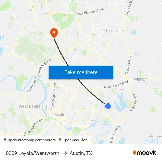8309 Loyola/Wentworth to Austin, TX map