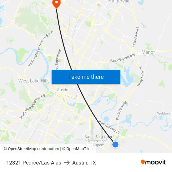 12321 Pearce/Las Alas to Austin, TX map