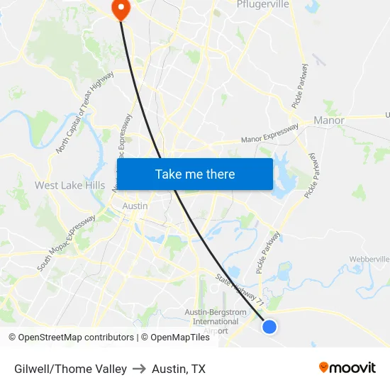 Gilwell/Thome Valley to Austin, TX map