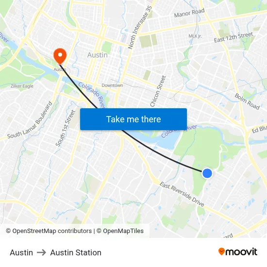 Austin to Austin Station map
