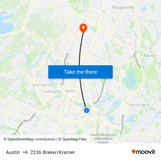 Austin to 2236 Braker/Kramer map