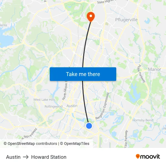 Austin to Howard Station map