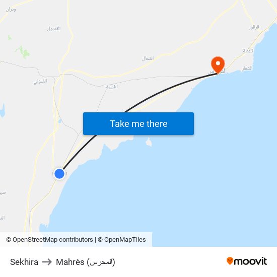 Sekhira to Mahrès (المحرس) map