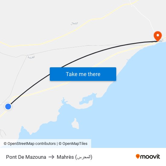 Pont De Mazouna to Mahrès (المحرس) map