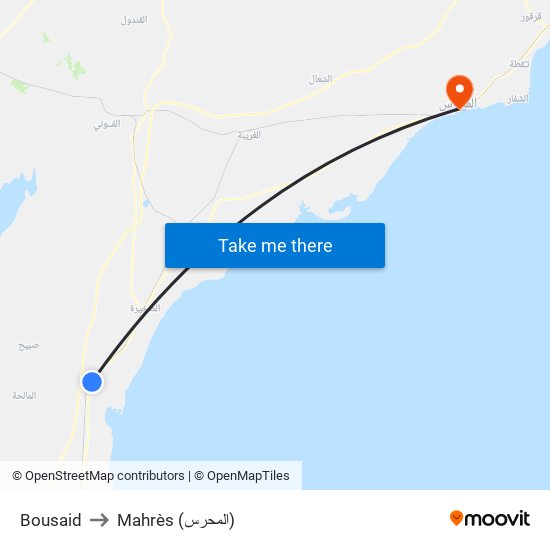 Bousaid to Mahrès (المحرس) map