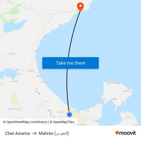 Chat Awama to Mahrès (المحرس) map