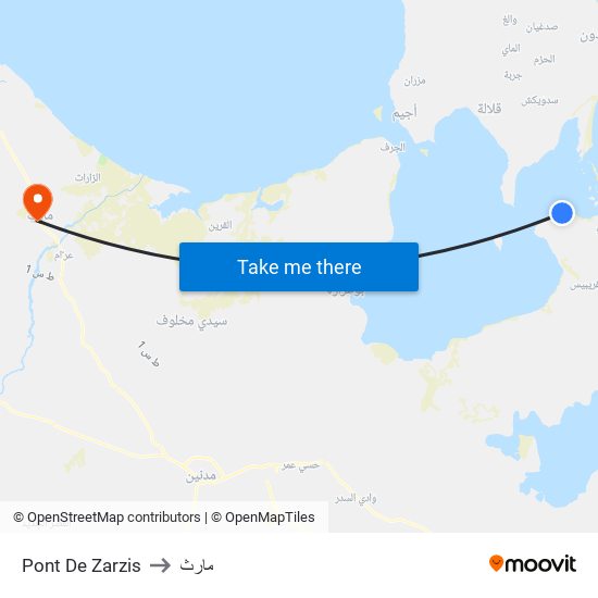 Pont De Zarzis to مارث map