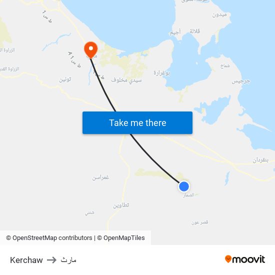 Kerchaw to مارث map