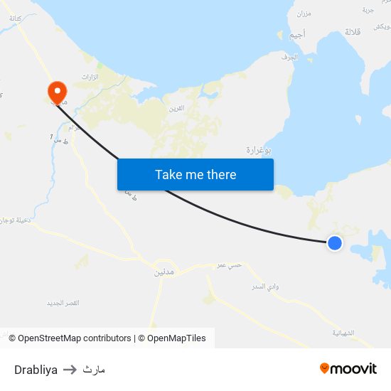 Drabliya to مارث map