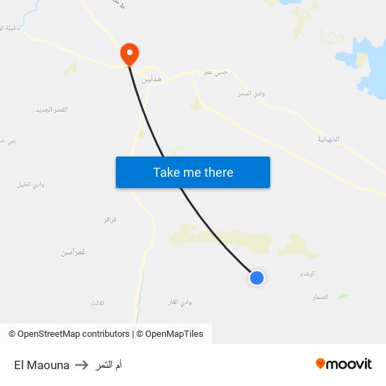 El Maouna to أم التمر map