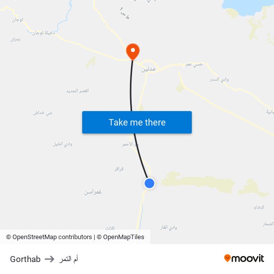 Gorthab to أم التمر map