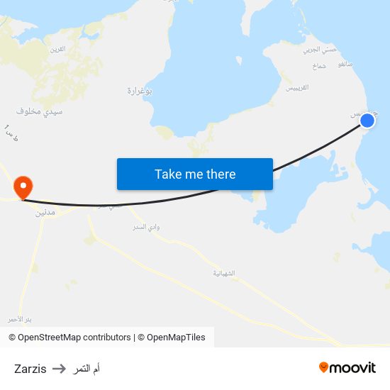 Zarzis to أم التمر map