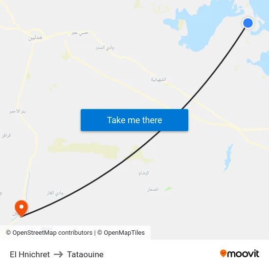 El Hnichret to Tataouine map