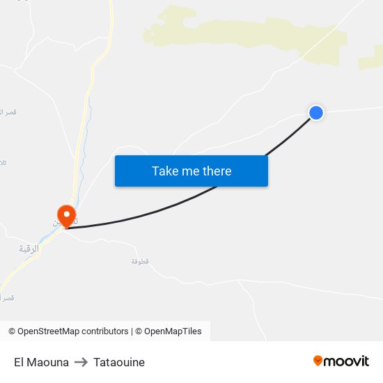 El Maouna to Tataouine map