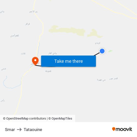 Smar to Tataouine map